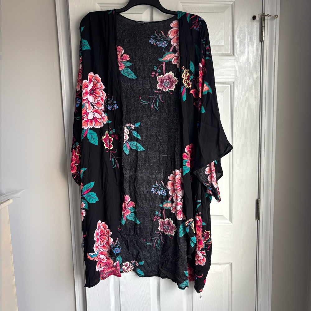 Moral Fiber Black Floral Kimono